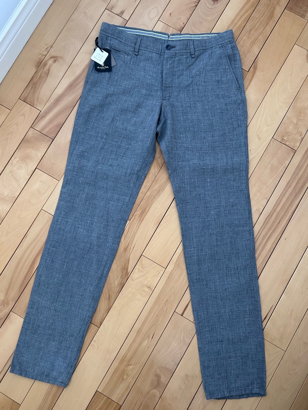 NWT Massimo Dutti Men's Charcoal Gray Linen Dress Pants - Casual Fit